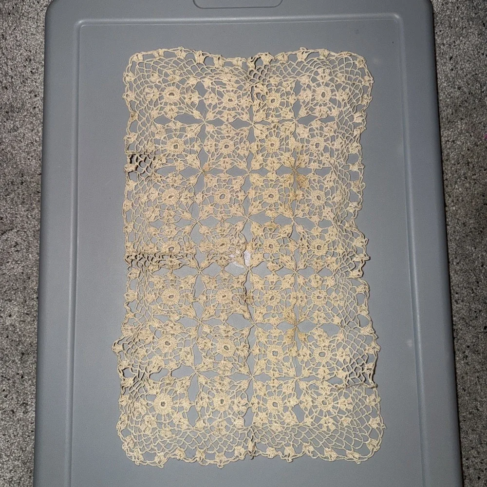 Handmade Crochet Ecru Doily Rectangle 10